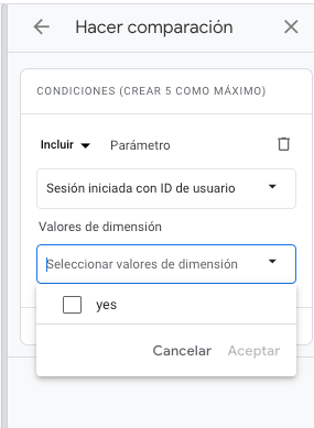 añadir dimension user id