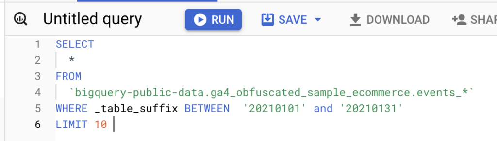 seleccionar un periodo en BigQuery con TableSuffix