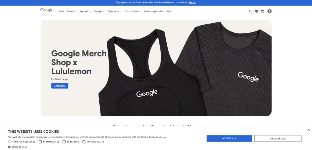 imagen de la tienda de google merchandising store